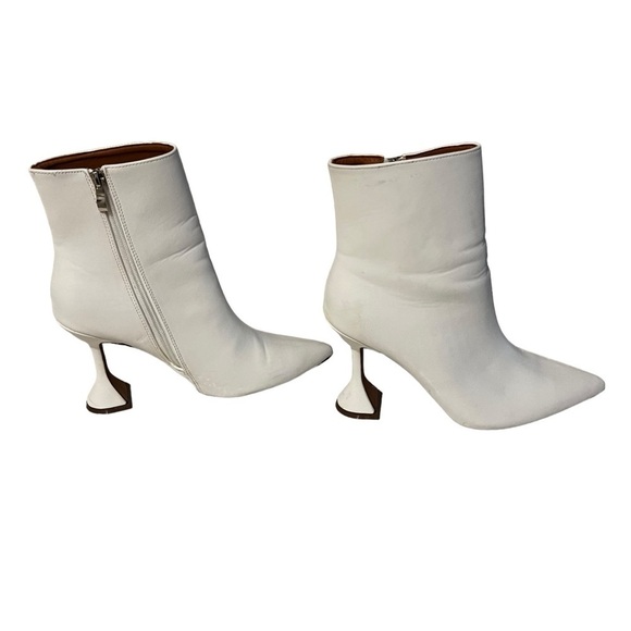 AMINA MUADDI Giorgia Leather Flared Heel Ankle Boots White 40 US Size 10 - Picture 11 of 16